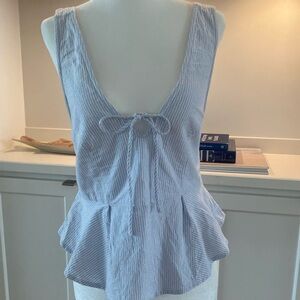 Free People Light Blue Sleeveless Peplum Top